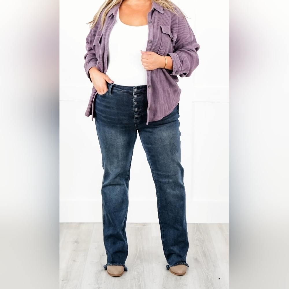 Judy Blue Dark Blue High-Rise Straight Leg Jeans